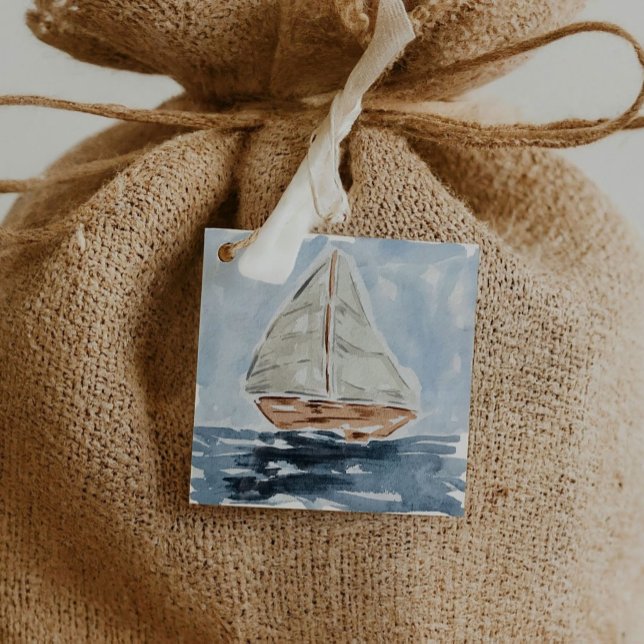 Sjöfärgsbåtens Personlig Nautisk vattenfärg Gåvor Etiketter (Nautical Watercolor Sailboat Personalized Favor Gift Tags)