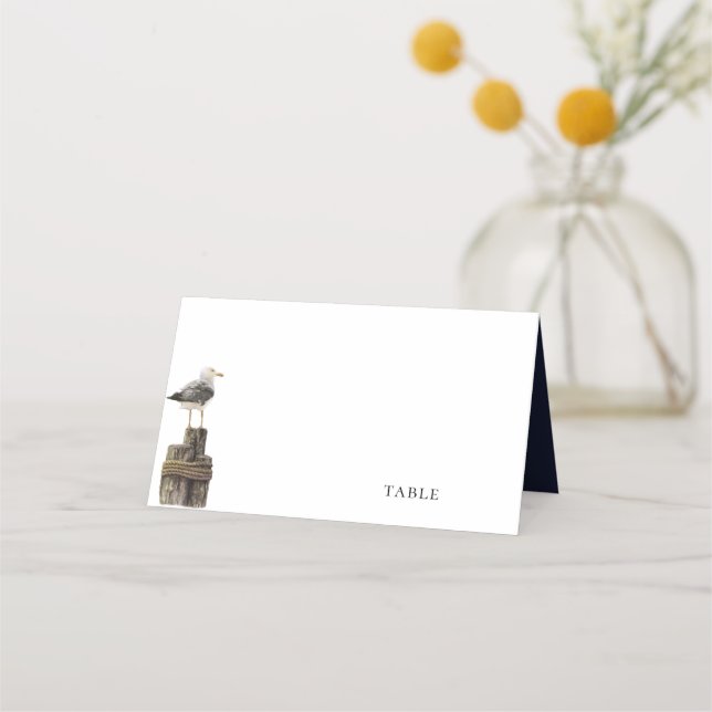 Sjöfärgsfärg, marinblå Bröllop Placeringskort (Framsida)