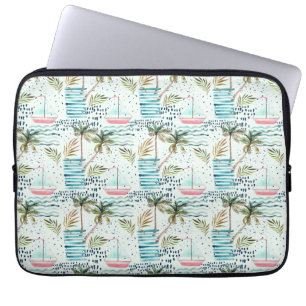 Sjöfärgsfartyg med Handflatan Träd Mönster Laptop Sleeve