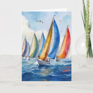 Sjöfärgsfartyg Tävling med spinnakers Kort
