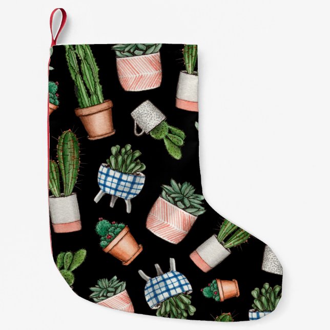 Sjöfärgsplantor, sömlösa mönster liten julstrumpa (Framsidan)