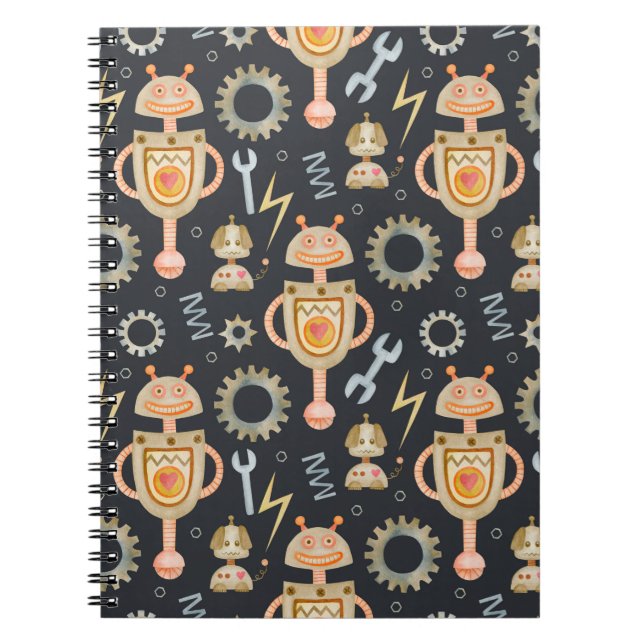 Sjöfärgsrobotar utan mönster anteckningsbok (Framsidan)