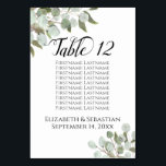 Sjöfärgssätesdiagram Eucalyptus Löv Bröllop Bordsnummer<br><div class="desc">Dessa vackra kort för bordsnummer i bröllop innehåller ett sittplatskort eller en lista med tio namn som gör det enkelt för gästerna att hitta högerna bord. Utformningen har en rustik boho-chic med handmålade vattenfärgssprickor av eukalyptus löv och trädgårdsgrey i nyanser av mynta, moss och sage grönt. Elegant och sofistikerad, de...</div>