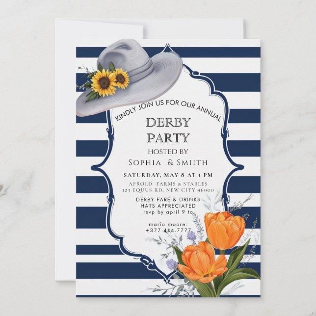 Sjöfart Kentucky Derby Festlig Inbjudan Marin Rand (Framsida)