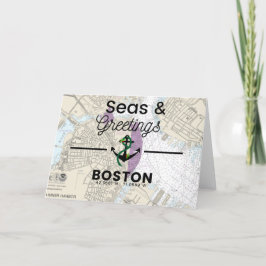 Sjöfart och Hälsning-diagram - Boston Helgkort