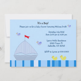 Sjöfart Segelbåt Baby Pojke Dop Invitation Inbjudningar