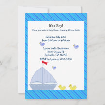 Sjöfart Segelbåt Baby Pojke Dop Invitation