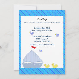 Sjöfart Segelbåt Baby Pojke Dop Invitation Inbjudningar
