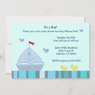 Sjöfart Segelbåt Baby Pojke Dop Invitation Inbjudningar