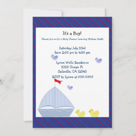 Sjöfart Segelbåt Baby Pojke Dop Invitation Inbjudningar