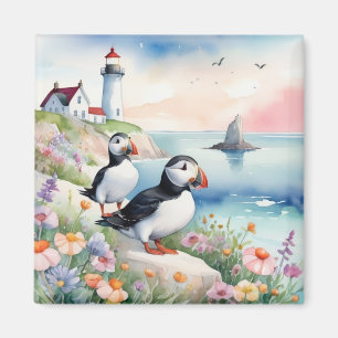 Sjöfart - sjöblommor och fyr magnet