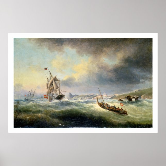Sjöfart utanför spanska Kusten, 1845 Poster (Framsidan)