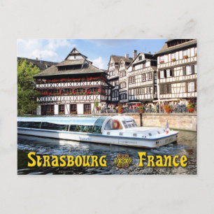 Sjöfart vid floden Ill i Strasbourg, Frankrike Vykort