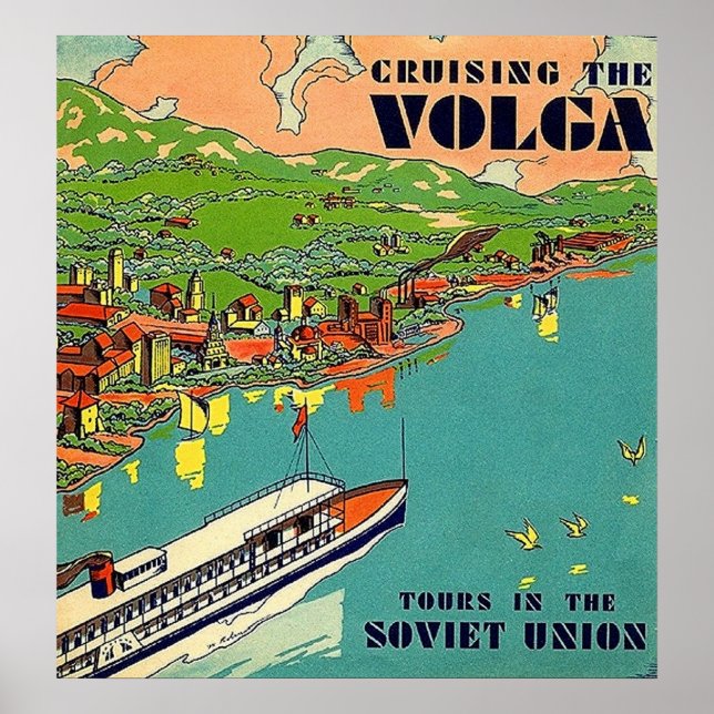 Sjöfart vid Volga-floden, Sovjetunionens resor Poster (Framsidan)