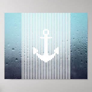 Sjöfartsankare i vatten dimma i monogram poster