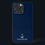 Sjöfartsankarets Anpassningsbar Havets Namn marinb<br><div class="desc">Nautisk ankarpunkt Anpassningsbar Namn marinblå och vit minimalistisk elegant iphone case. Anpassade vit text,  mörk marin blå säljs som ren bakgrund.</div>