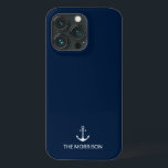 Sjöfartsankarets Anpassningsbar Havets Namn marinb<br><div class="desc">Nautisk ankarpunkt Anpassningsbar Namn marinblå och vit minimalistisk elegant iphone case. Anpassade vit text,  mörk marin blå säljs som ren bakgrund.</div>