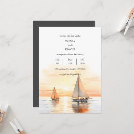 Sjöfartsbåtar - Inspired Sea Horizon Bröllop Inbjudningar