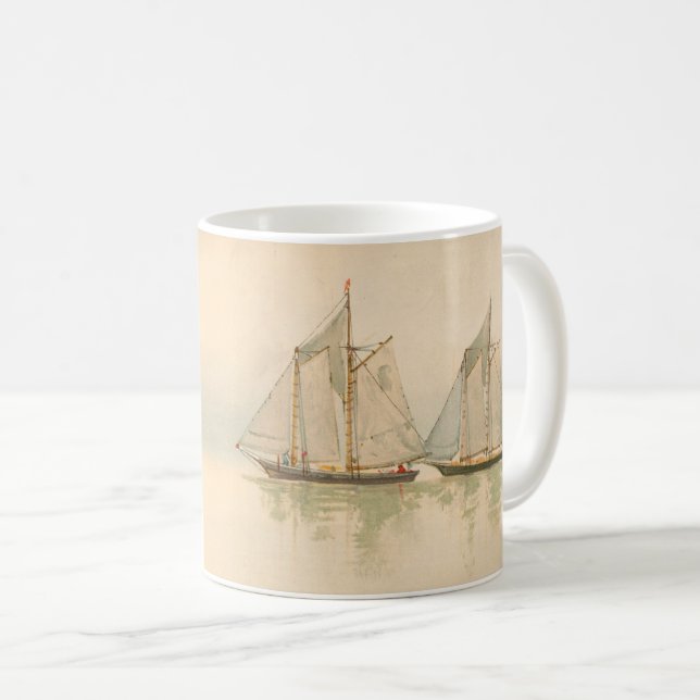 Sjöfartsbåtar vid Sea Nautical Art av Louis Prang  Kaffemugg (Framsida höger)