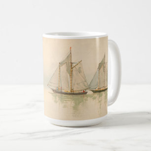 Sjöfartsbåtar vid Sea Nautical Art av Louis Prang Kaffemugg