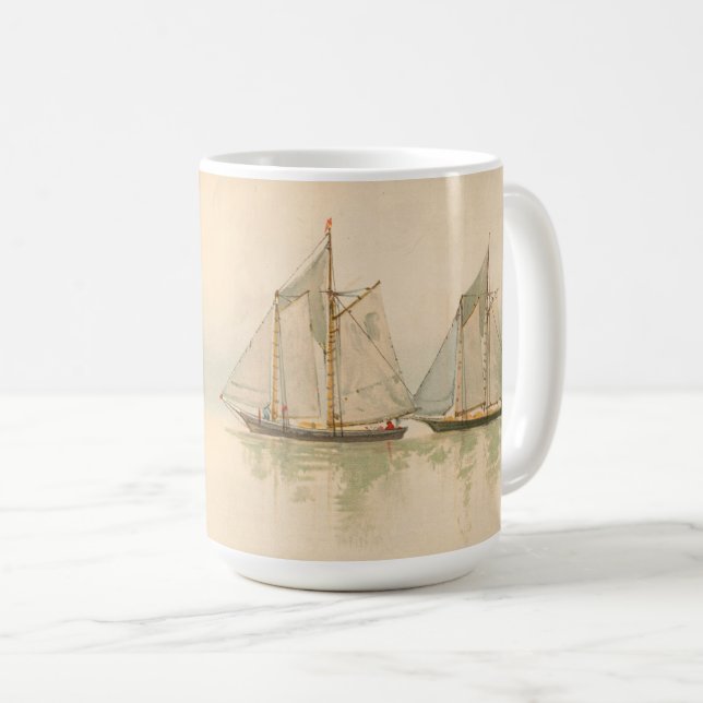Sjöfartsbåtar vid Sea Nautical Art av Louis Prang  Kaffemugg (Framsida höger)