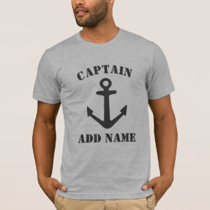 Sjöfartsbefälhavaren namn nautiskt ankare grått t shirt