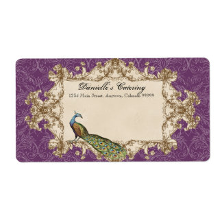 Sjöfartsetiketter, Lila Vintage Peacock & Etchings Fraktsedel