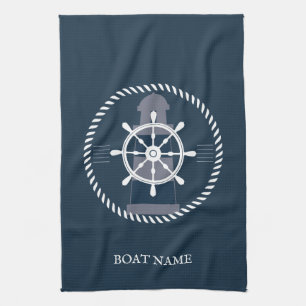 Sjöfartsfartyg, personlig Namn, marinblått Kökshandduk