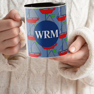 Sjöfartsfartyget Nautical Customical Monogram Coff Två-Tonad Mugg