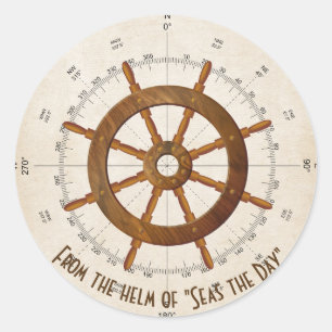 Sjöfartsfartygets hjälm med kompass runt klistermärke