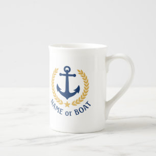 Sjöfartsflottan vid Namn Nautical Anchor Guld Stil Benporslin Mugg