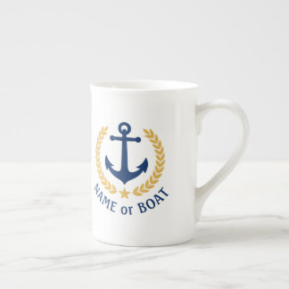 Sjöfartsflottan vid Namn Nautical Anchor Guld Stil Benporslin Mugg