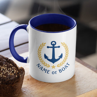 Sjöfartsflottan vid Namn Nautical Anchor Guld Stil Mugg