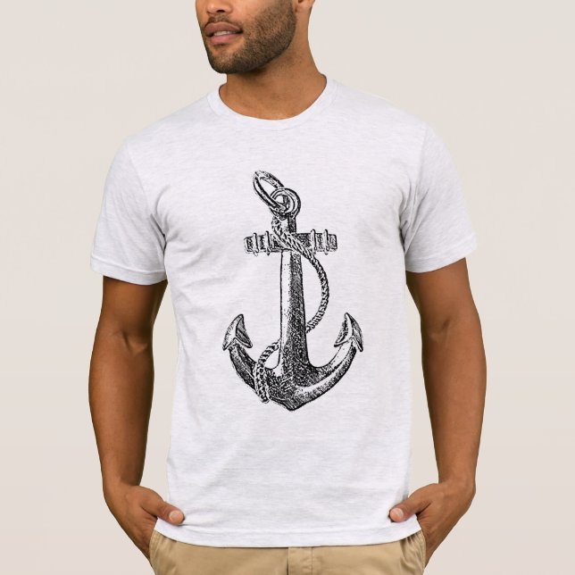 Sjöfartsförankare Nautical Etching Grunge like Tee Shirt (Framsida)