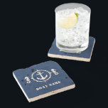 Sjöfartsförankor med ditt fartyg Namn Stenunderlägg<br><div class="desc">Sjöhäftankare för nautisk sjöfart med ditt eget namn eller Namn på ett marint blåstenUnderlägg.</div>