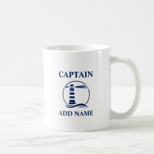 Sjöfartsfyr med kapten eller Boat Namn Kaffemugg