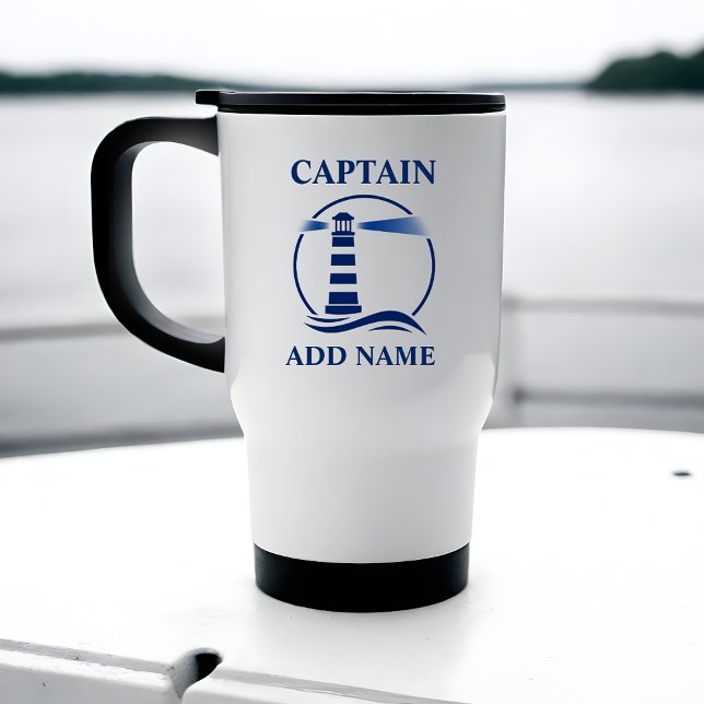 Sjöfartsfyr med kapten eller Boat Namn Resemugg (Skapare uppladdad)