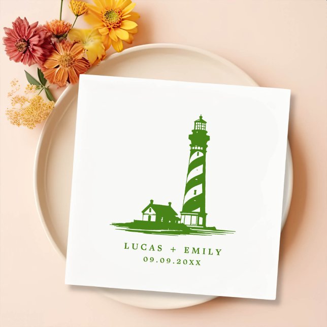 Sjöfartsfyr Mörk blått Bröllop Pappersservett (Skapare uppladdad)