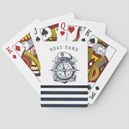 Sjöfartshatt, ankare, hjul marinblå randig casinokort