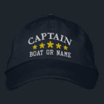 Sjöfartskapten Boat Namn Guld Stars marinblå marin Broderad Keps<br><div class="desc">Segla i stil med en personlig med broderad hatt med din kapten rank eller annan önskad titel tillsammans med ditt namn eller Boat Namn och fem guld-stjärnor. Flera socklar och tråd färg att välja mellan. Gör en underbar anpassningsbar för Fars dag,  födelsedagar eller tillfälle.</div>