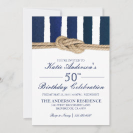 Sjöfartsknut Navy-randig födelsedagsinbjudan Inbjudningar