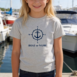 Sjöfartskompass Ankare Din båt eller namn Grå T Shirt
