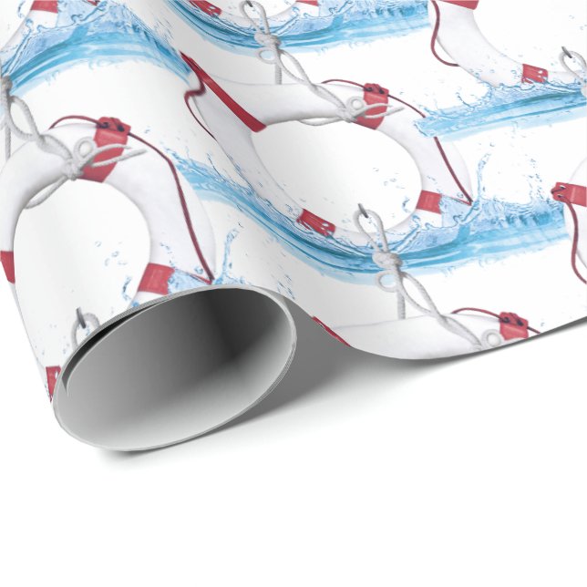 Sjöfartslivet ring i vatten stänk presentpapper (Rullad Hörn)