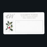 SJÖFARTSMÄRKEN: VINTAGE CHRISTMAS HOLLY FRAKTSEDEL<br><div class="desc">SJÖFARTSETIKETT: VINTAGE CHRISTMAS:HOLLY BY REDOUTÉ</div>