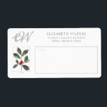 SJÖFARTSMÄRKEN: VINTAGE CHRISTMAS HOLLY FRAKTSEDEL<br><div class="desc">SJÖFARTSETIKETT: VINTAGE CHRISTMAS:HOLLY BY REDOUTÉ</div>