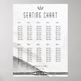 Sjöfartsschema Bröllop 18x24 Grått Vit Poster