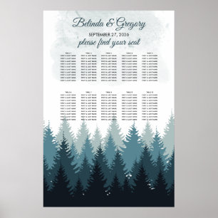 Sjöfartsschemat Bröllop i vattenfärgen gräs i Träd Poster