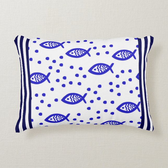 Sjöfartstema Nautisk Inslag Rand Bubbles Prydnadskudde (Framsidan)