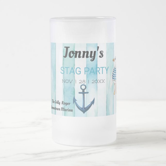 Sjöfartstema Svärlignatt  Frostat Ölglas (Center)