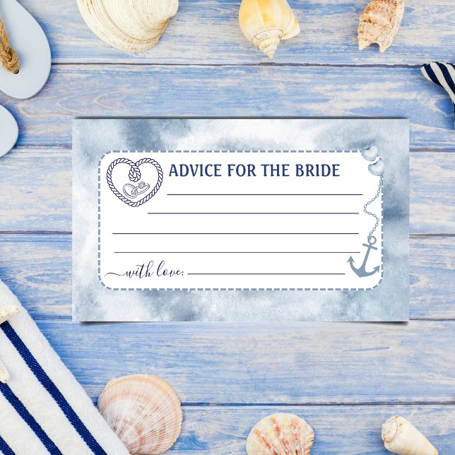 Sjöfartstips för Bröllopsfest Ankare för Bruden Tilläggskort (Nautical Advice for The Bride Bridal Shower Anchor Card destination wedding tropical sea beach theme)